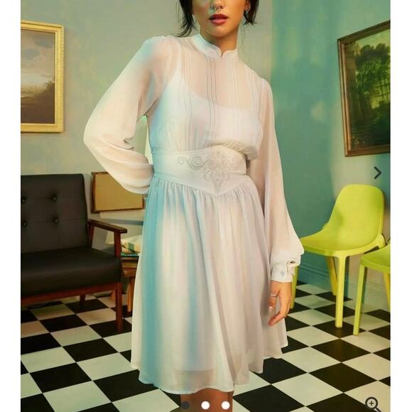 Hot Topic L Beetlejuice Astrid Deetz Cosplay Costume Mesh Long Sleeve Dress New - Picture 4 of 6